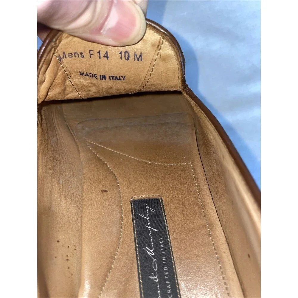 Johnston & Murphy Italy Dress Loafers Mens Sz 10 M Brown Leather Tassels Pebble